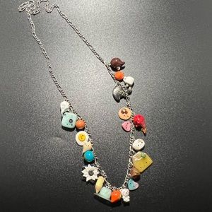 Handmade Charm Necklace 22 Charms Everyday Objects with Faces on Long Chain